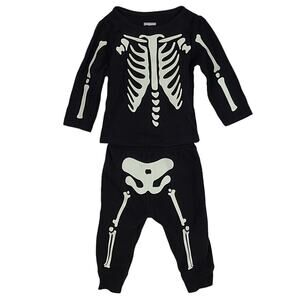 Garanimals black glow in the dark skeleton tee shirt sweatpants 6-9 months